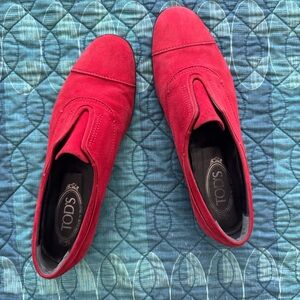 Tod’s Red Suede Brogue Flats